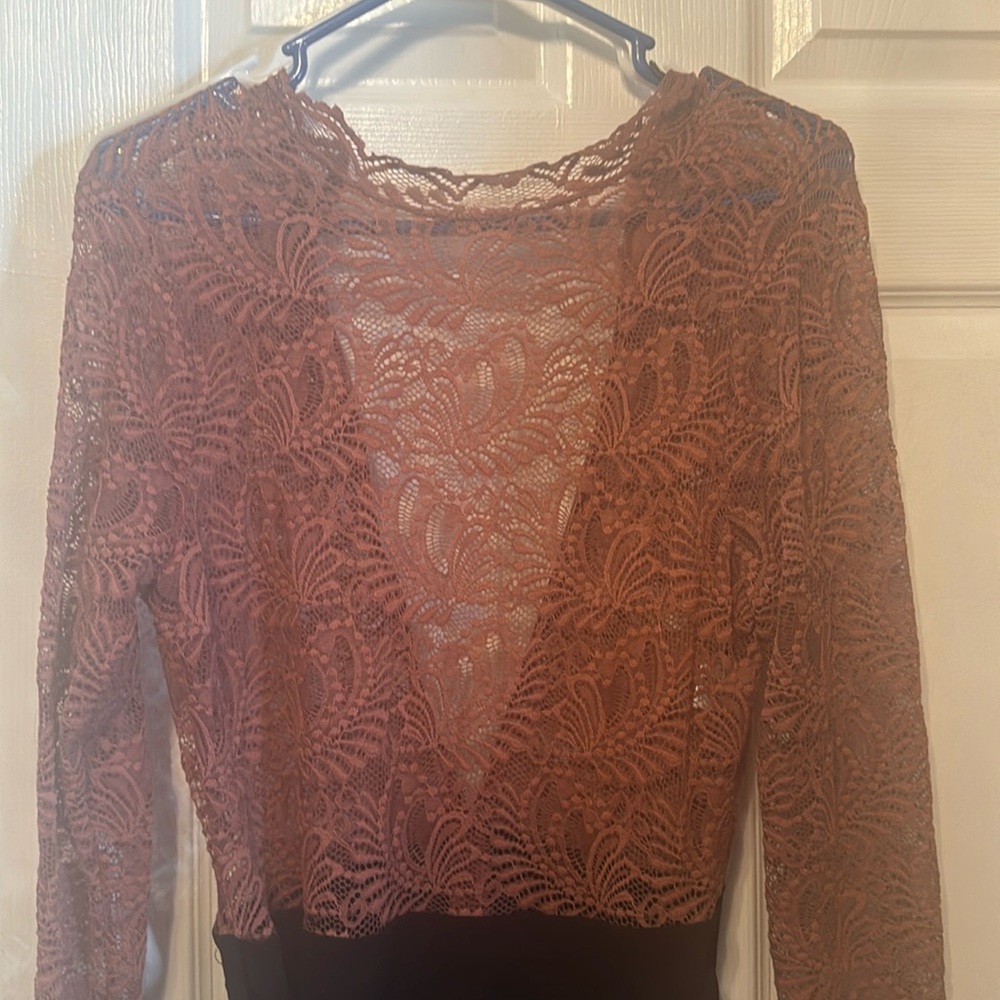 Peach Lace One Piece Jumpsuit